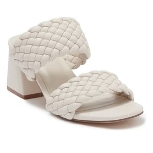 STEVE MADDEN Daphnee Braided Block Heel Sandal sz 6 Bone